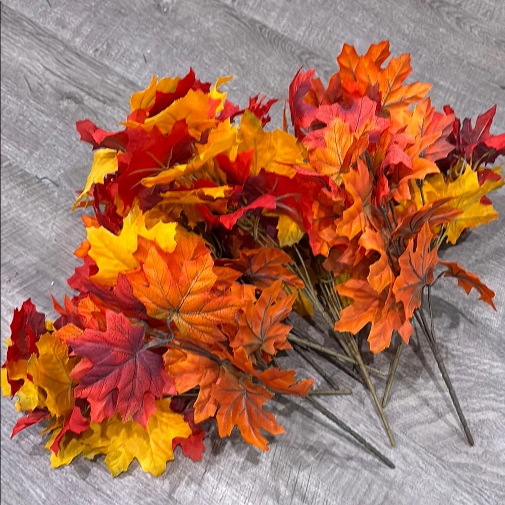 Autumn Maple Leaf 11 stem Bouquet - Vibrant Red, Orange and Yellow hues